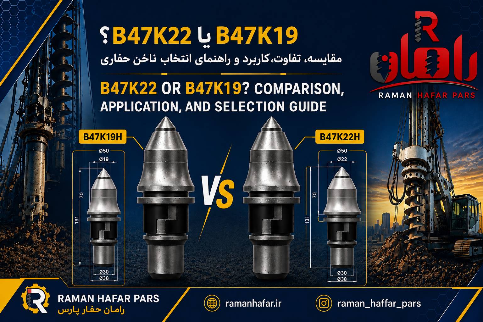 B47K22 یا B47K19؟ مقایسه، تفاوت کاربرد و راهنمای انتخاب ناخن حفاری
