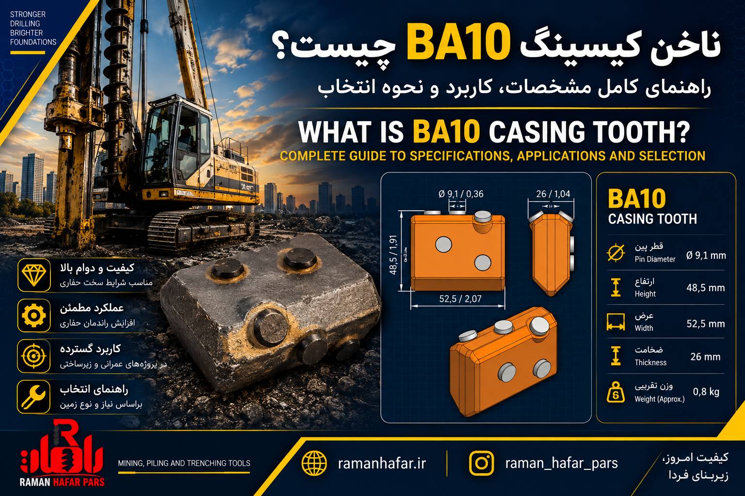 ناخن کیسینگ BA10 | ابعاد و مشخصات فنی